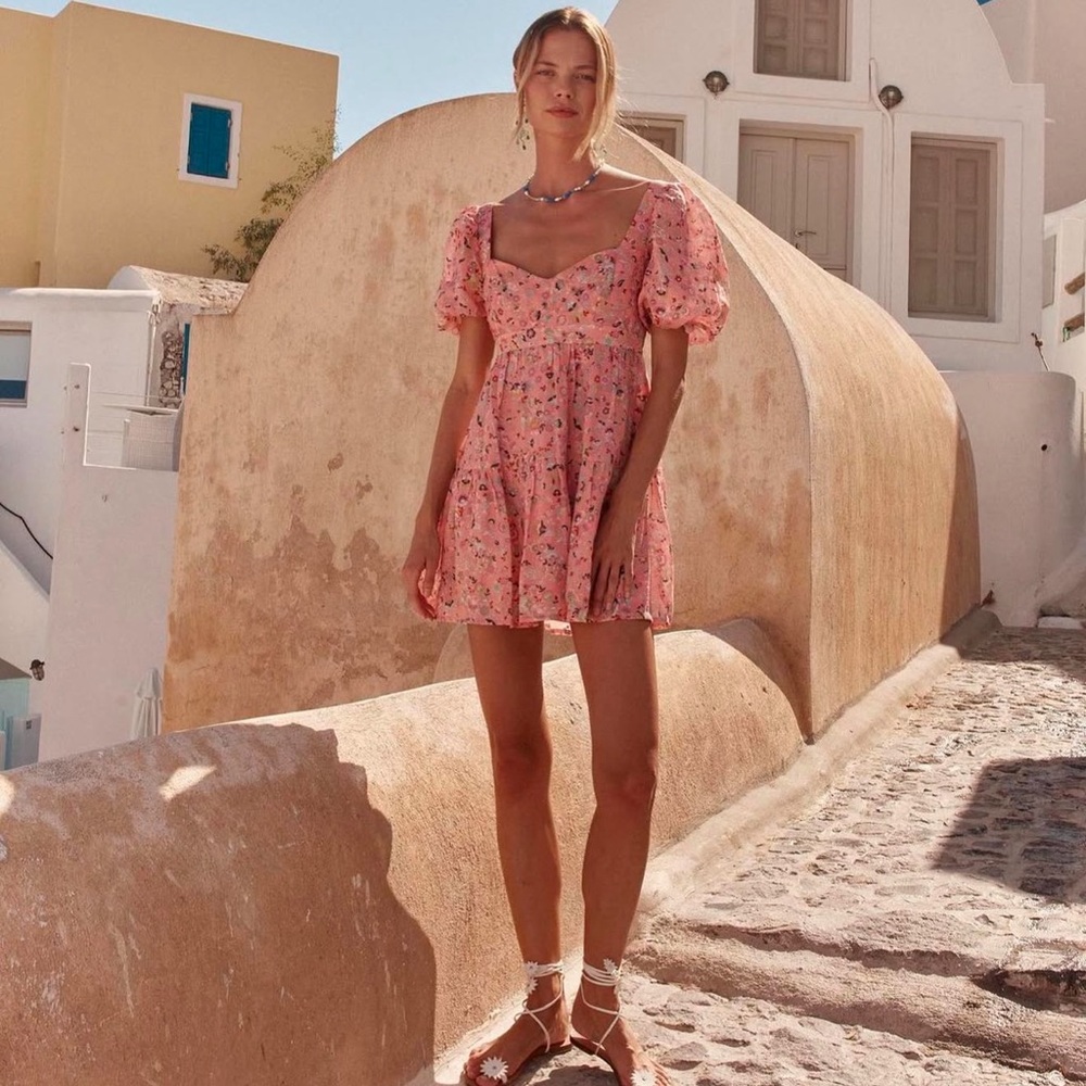 Sofia the Label Babydoll Y2K Dress Puff Sleeve Sz 6 Floral NEW